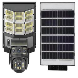 Solar Street Light with WifiCamera, 1080P HD Dual Lens for Outdoor Security, Motion Detection & Human Tracking, No Wiring Needed for Yard Remote Areas