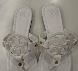 Tory Burch Miller White Leather Sandals