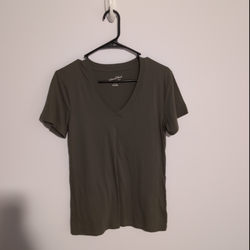 Army green V neck T-shirt