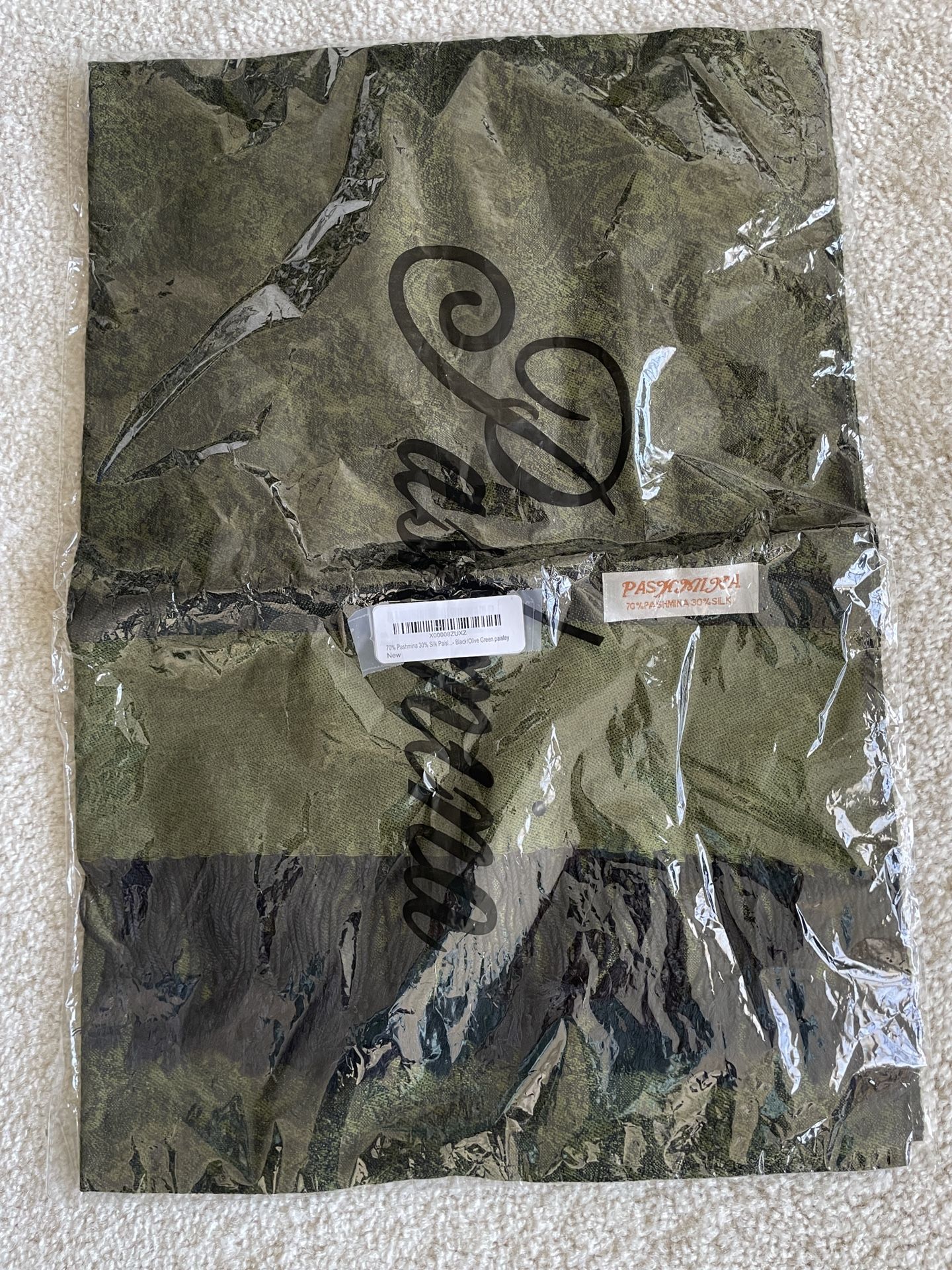 New! Pashmina + Silk Clothing - Women’s/ Girls - Wrap Shawl Scarf - Olive Green + Black - Lightweight Warm Cozy