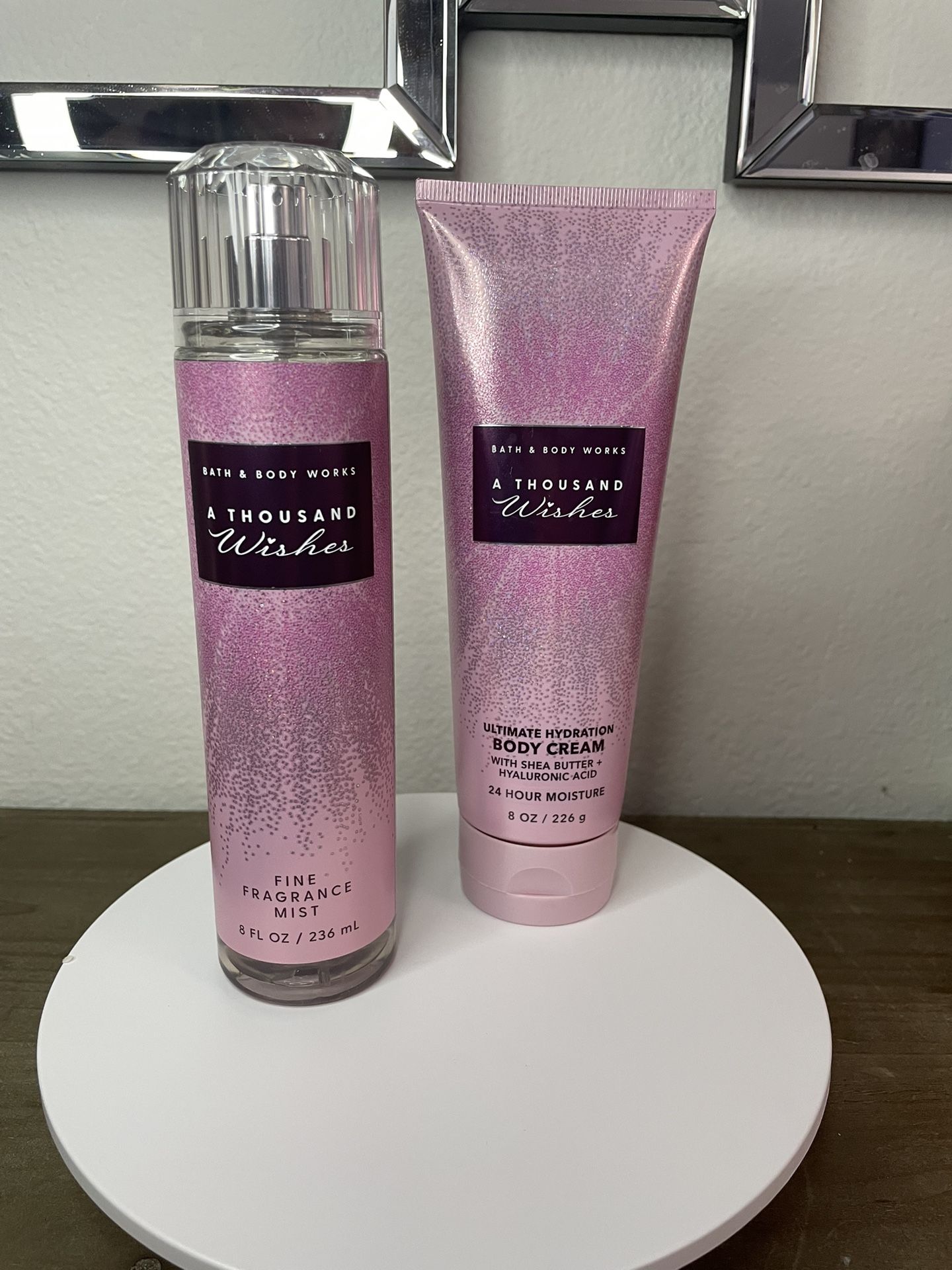 A thousand wishes Body Works fragrance mist and body cream.
