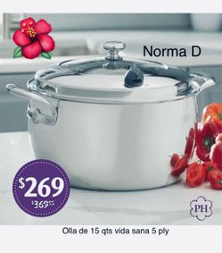Olla de 15 qts vida sana 5 ply nueva en su caja 🌺 princess house 🌺