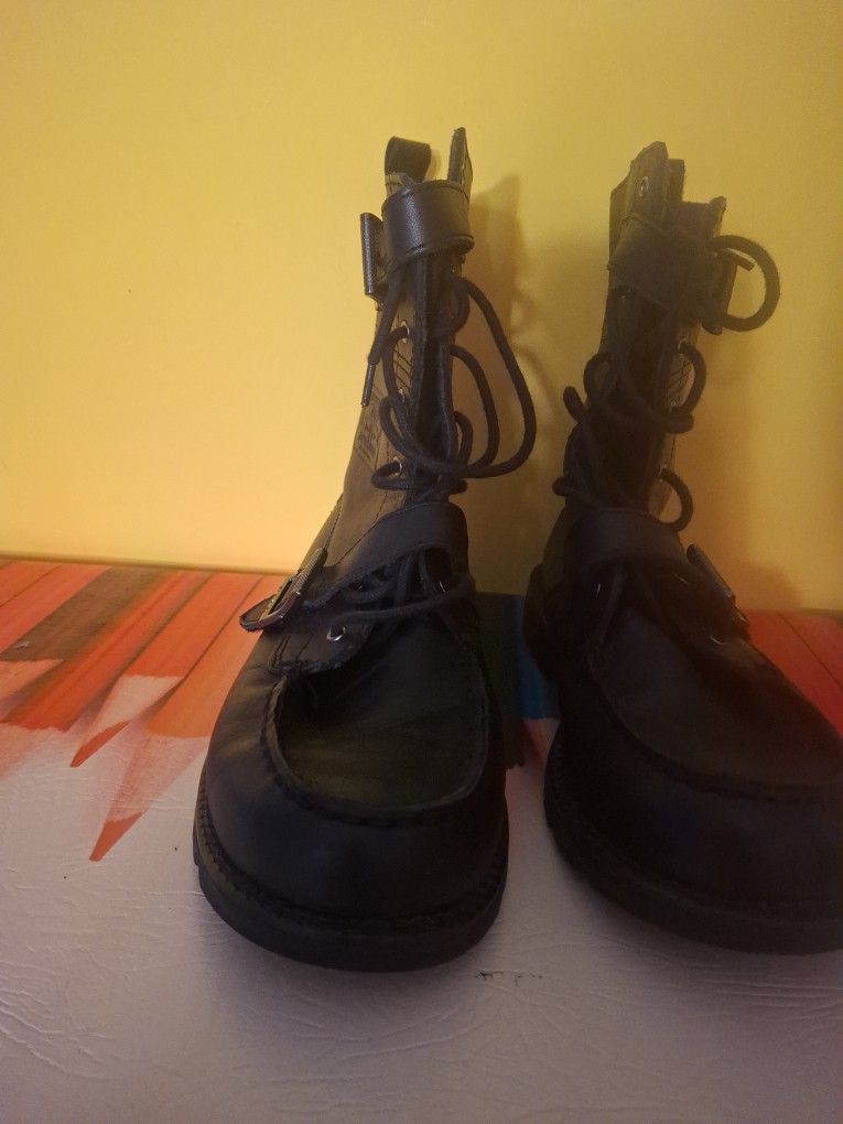 Polo Ralph Lauren Radbourne Black Leather Boots Youth Boys 6