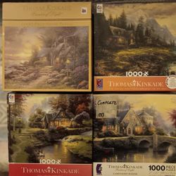 4 Thomas Kincade Jigsaw Puzzle Set