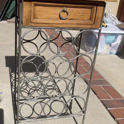 Wine Rack Table With Drawer
