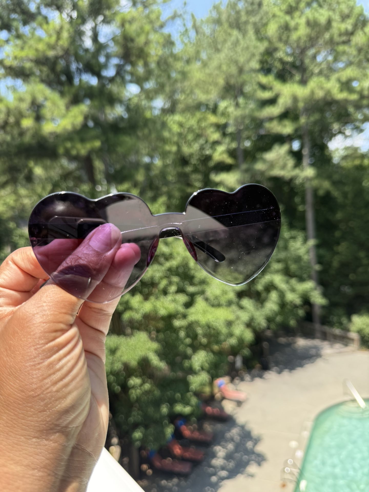 Black Heart Shaped Lightweight Sunglasses New