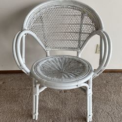 Rattan Round White Chair