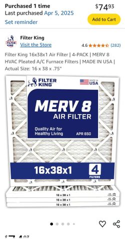 Air Filters (4pk, 16" X 38")