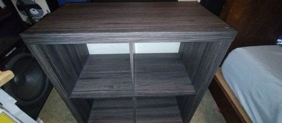 Dark Gray Wood Grain 4-Cube Storage Shelf