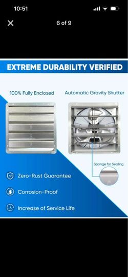 Industrial Exhaust Fan with Automatic Gravity Shutter
