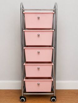 5-Drawer Rolling Storage Cart (Pink) – Great Condition