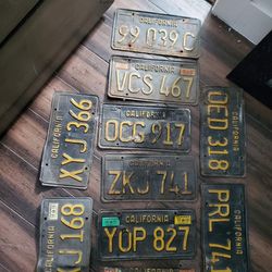 Lot 1969  of 10 California  1968 Black 1966 and 1965 Yellow 1963 Legacy 1967 Plates