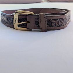 NEW Nocona Tooled Leather Snakeskin Belt Size 36