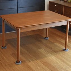 Restored Danish teak extendable dining table (49" to 86")