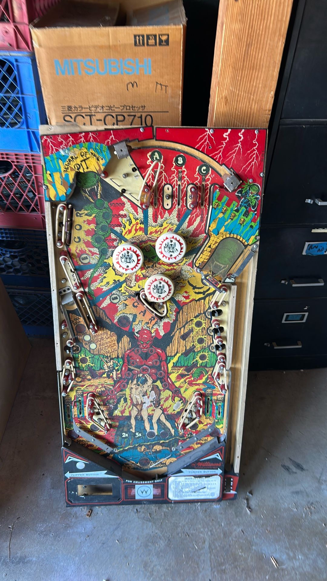 Gorgar Pinball Playfield Williams Chicago Coin Op Arcade Pinball Playfield Part