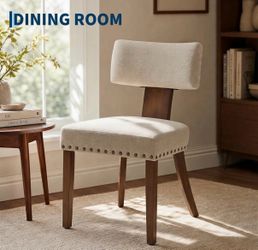 Mid-Century Upholstered Dining Chair with Nailhead Trim