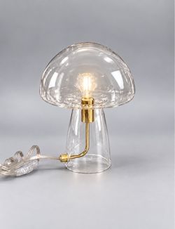 Mid-Century Modern Style Clear Glass Mushroom Table Lamp