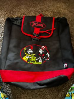 Dr. Seuss Cat in the Hat Medium Polyester Backpack Buckle, Adjustable Straps