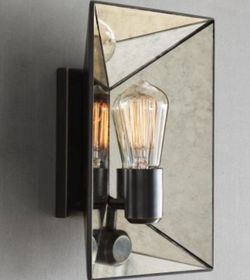 Mirrored Sconce - Pair Restoration Hardware Style  - Retro mirrored Sconce