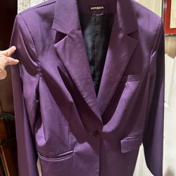 Purple Woman Blazer Large & Hat 