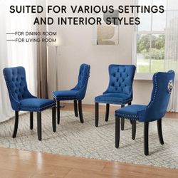 New in box-Set of 6 Modern Velvet Wingback Tufted Solid Wood Upholstered Dining Chairs