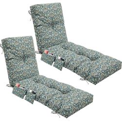 Kigley 2 Pcs Outdoor Patio Lounge Chair Cushions - 76”x22”x6” - Cyan Paisley Fade