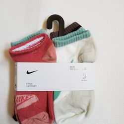 Nike Multicolor Light Weight Training NO-SHOW Socks 6 Pairs Girls Kids 10C-3Y