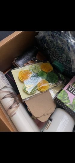 Box full of crafting/scrapbooking/journaling/planning items