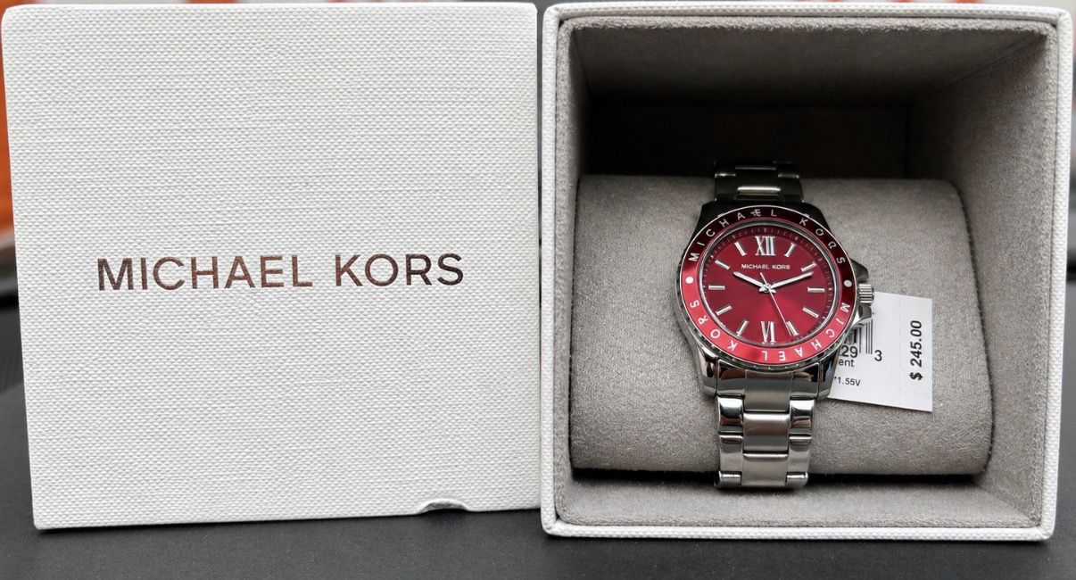 Michael Kors Red Dial Statement Watch β Stainless Steel