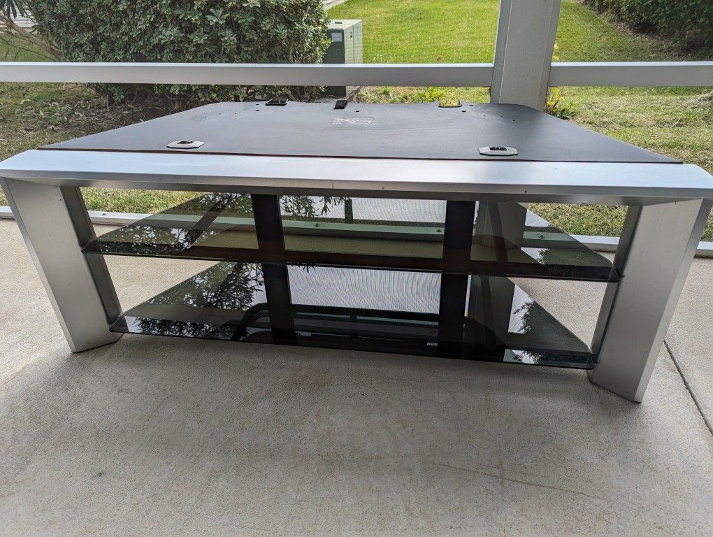 TV Stand With 2 Glass Shelves 