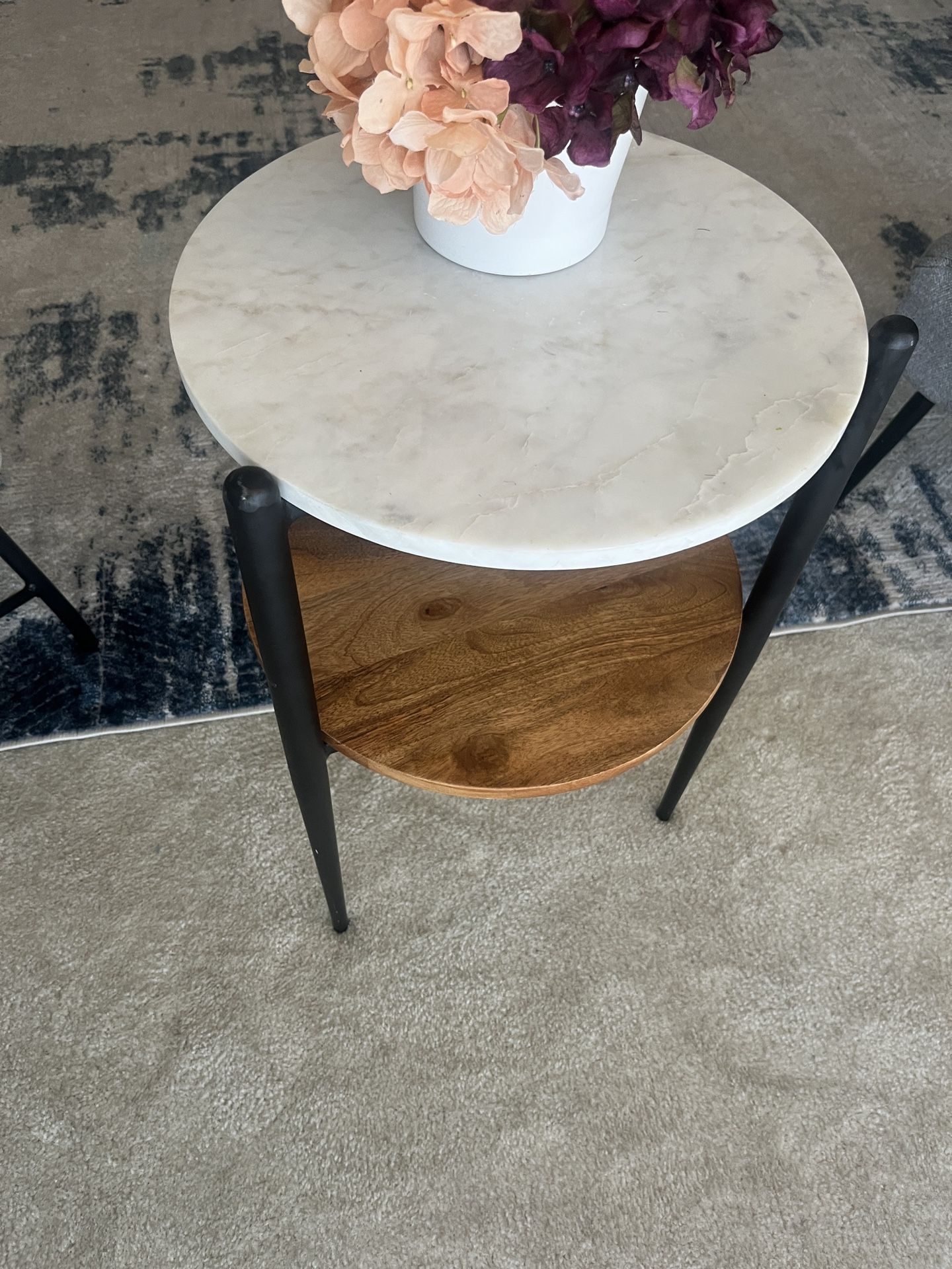 Marble/wood Table End Table