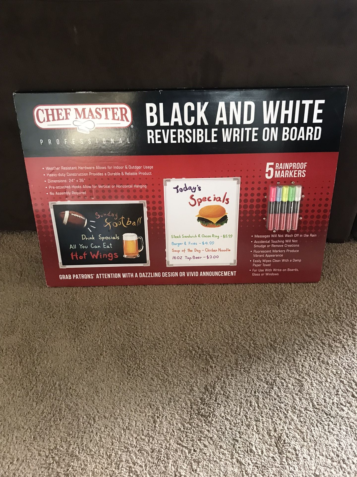 Chef Master 24 X 36 Reversible Menu Board