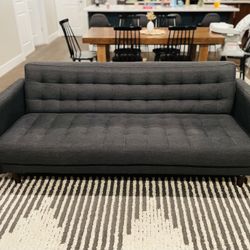 Mid Century Modern Charcoal Blue Couch