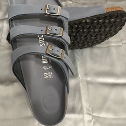 Sandal Birkenstock Florida Fresh (Women) Stone Blue Nubuck Leather 