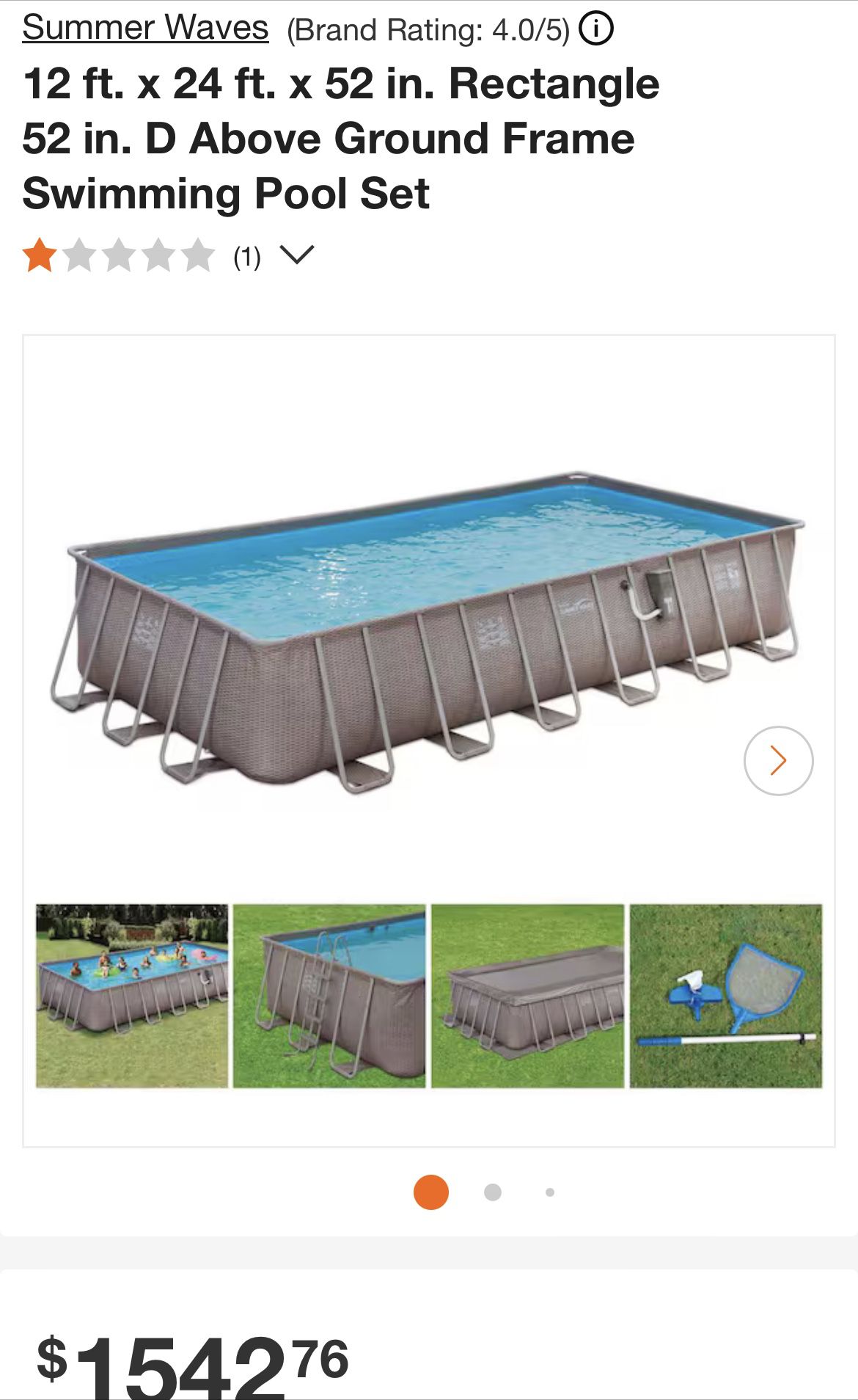 12 ft. x 24 ft. x 52 in. Rectangle 52 in. D Above Ground Frame Swimming Pool Set