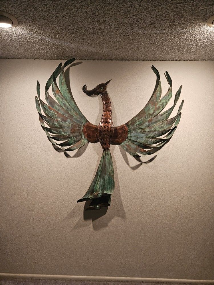 Copper Phoenix Wall Sculpture