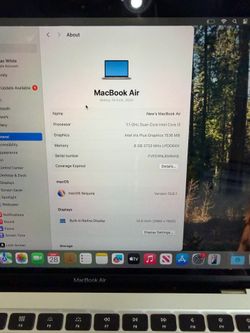 2020 Mac book air 250.69 gb