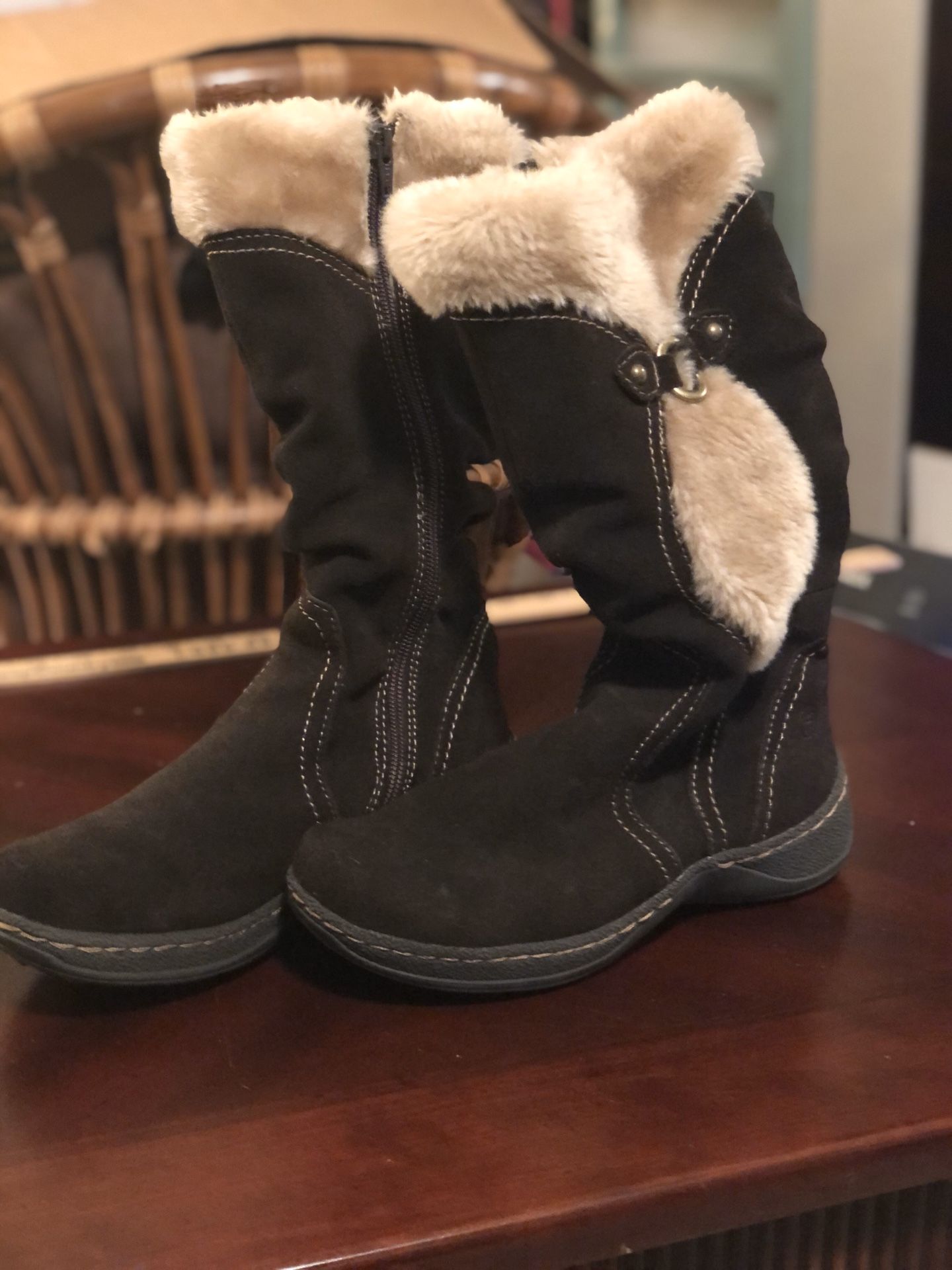 BareTraps Brown Leather Faux Fur Boots *price reduced*