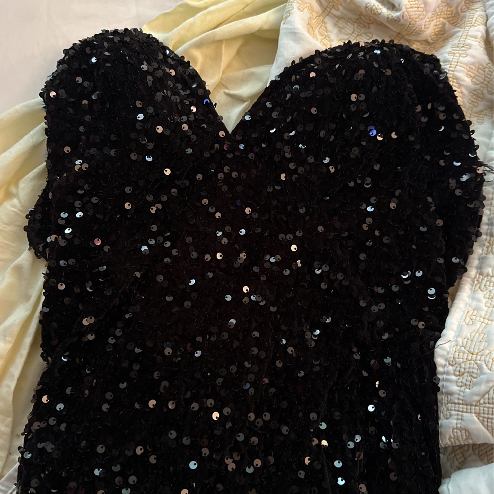 sequin Black Strapless Dress