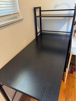 Desk with Storage Shelves & Side Hook - Good Condition