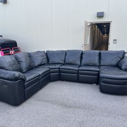 Black Leather Sectional & Recliner