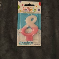 New In Package Amscan Pink Number 8 Birthday Party Candle 