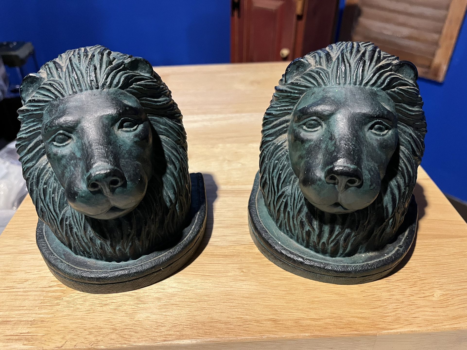 Vintage Lion Head Bookends