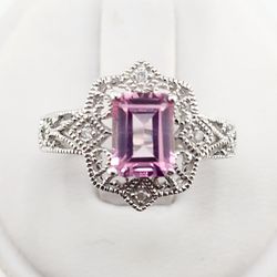 14k gold pink tourmaline & diamond ring