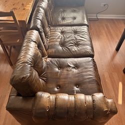 Vintage Leather Couch As Seen In Pictures Does Have Some tears 