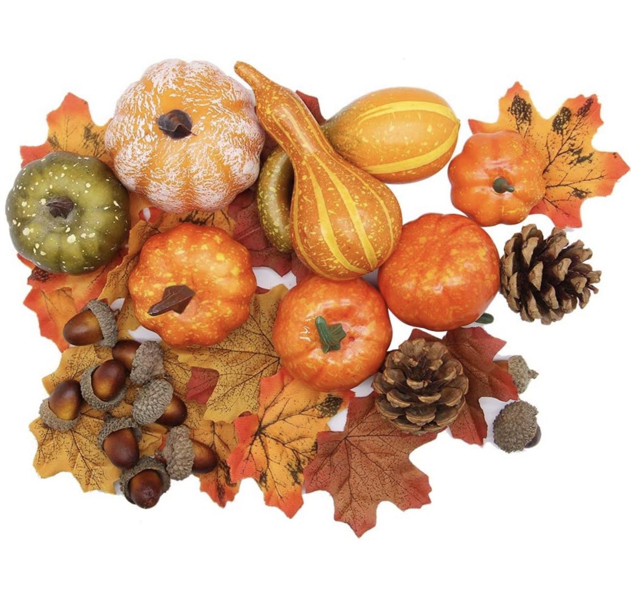 Thanksgiving Artificial Pumpkins Home Decoration Set, Mixture of 50 Artificial Harvest Decoration,
