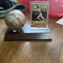 Signed Bernie Carbo Collectors Card And Baseball