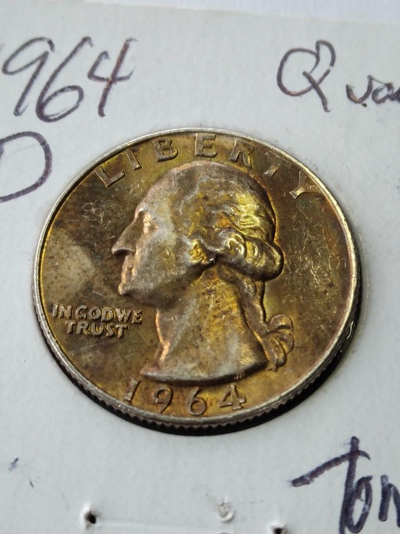 1964 D UNC OBVERSE TONER QUARTER