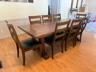 Wood Dining Table with 8 Chairs
