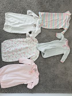 Bundle of 5 Baby Girl Sleeper Gowns (0-3/6M, newborn)—Little Me, Garanimals